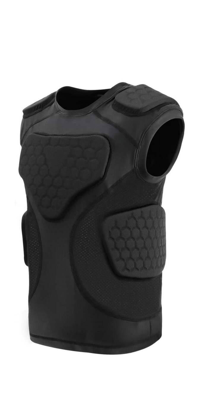 Youth 7-Pad Football Compression Shirt Black YXL